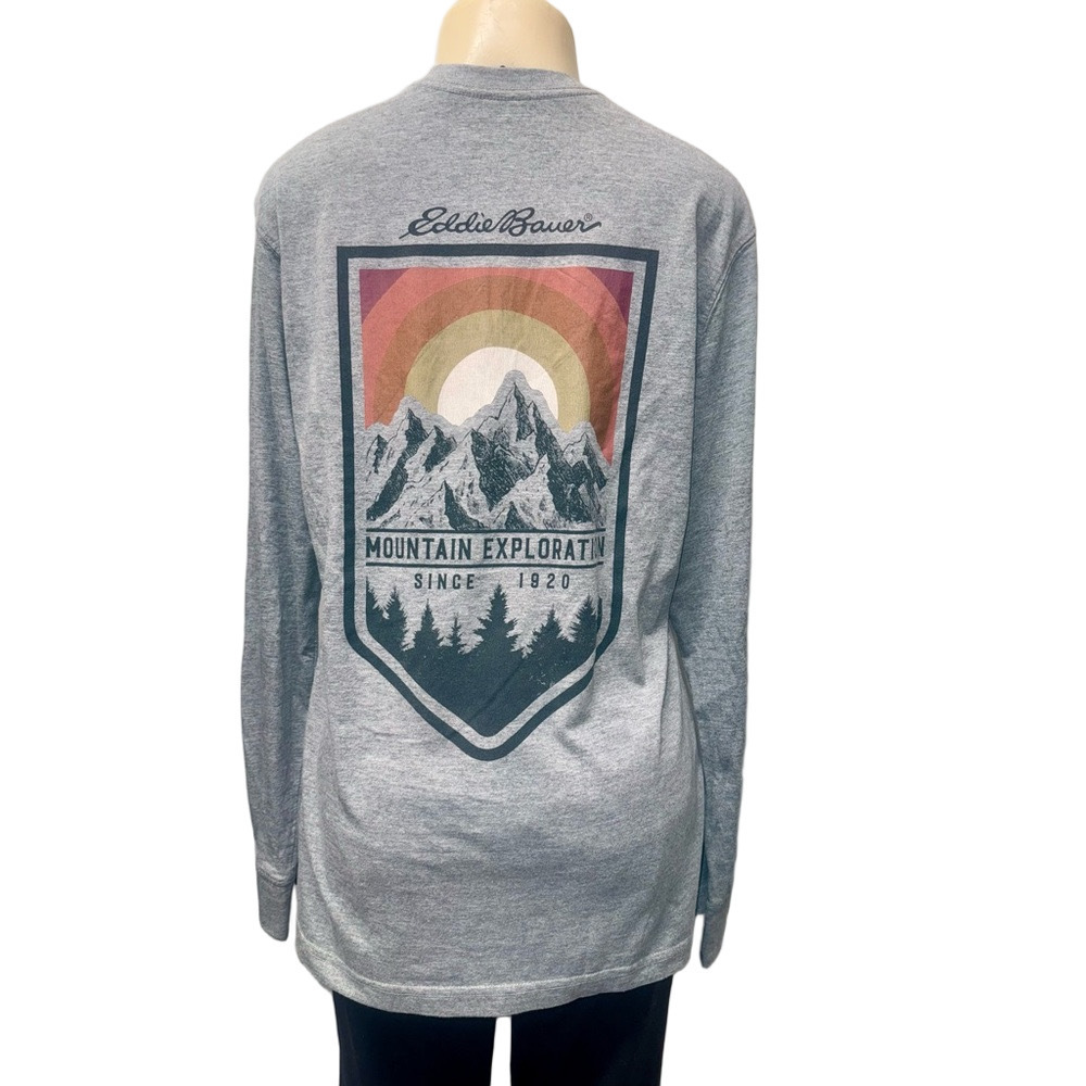Men's Eddie Bauer Gray Crew Neck Logo Tee